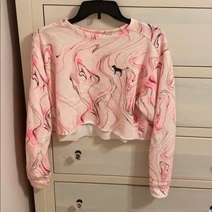 Victoria Secret PINK Marbled Cropped Sweatshirt